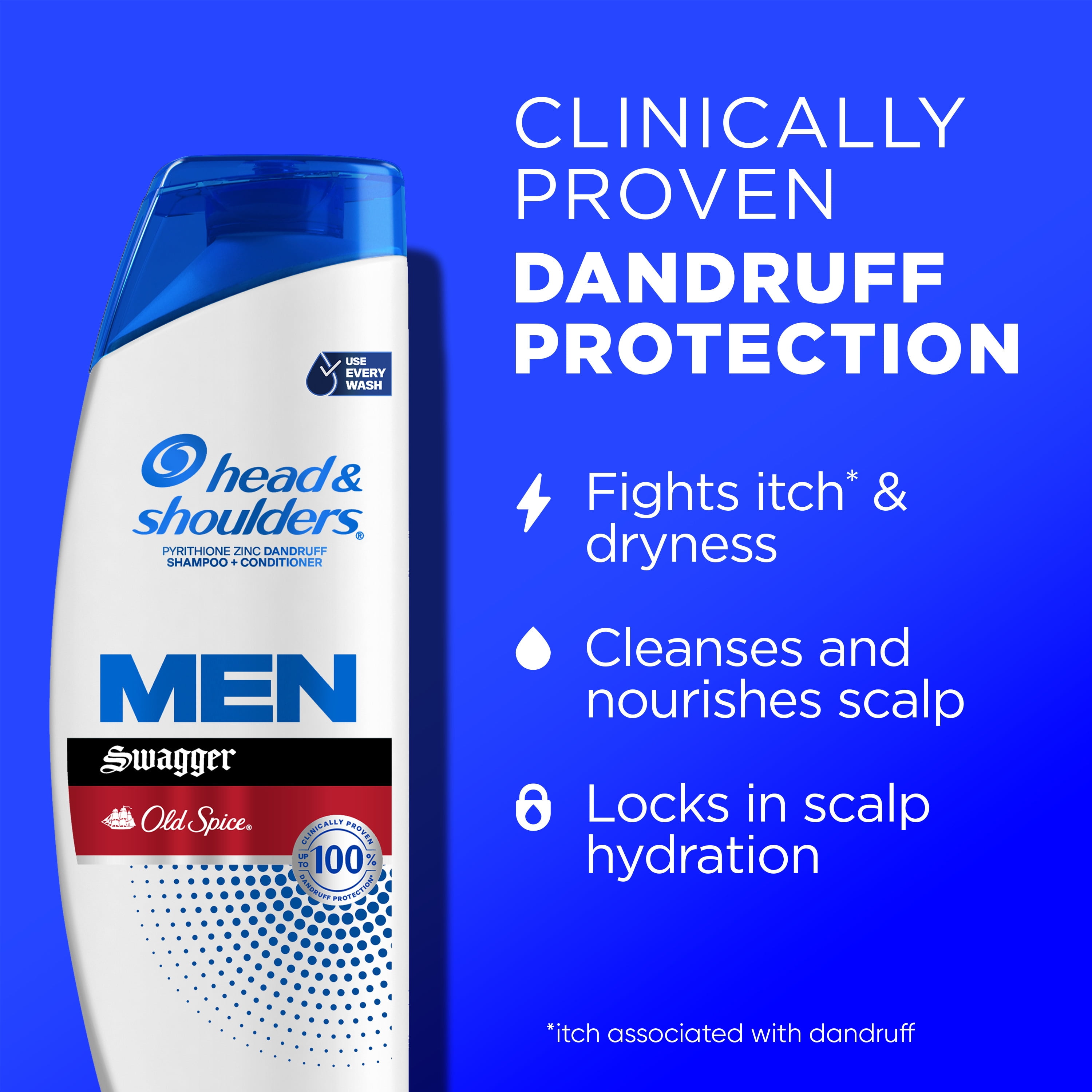 (4 pack) Head and Shoulders Men's Dandruff Shampoo, Old Spice Swagger, 20.7 fl oz