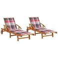 thumbnail image 1 of vidaXL Sun Loungers 2 pcs with Cushions Solid Acacia Wood, 1 of 5