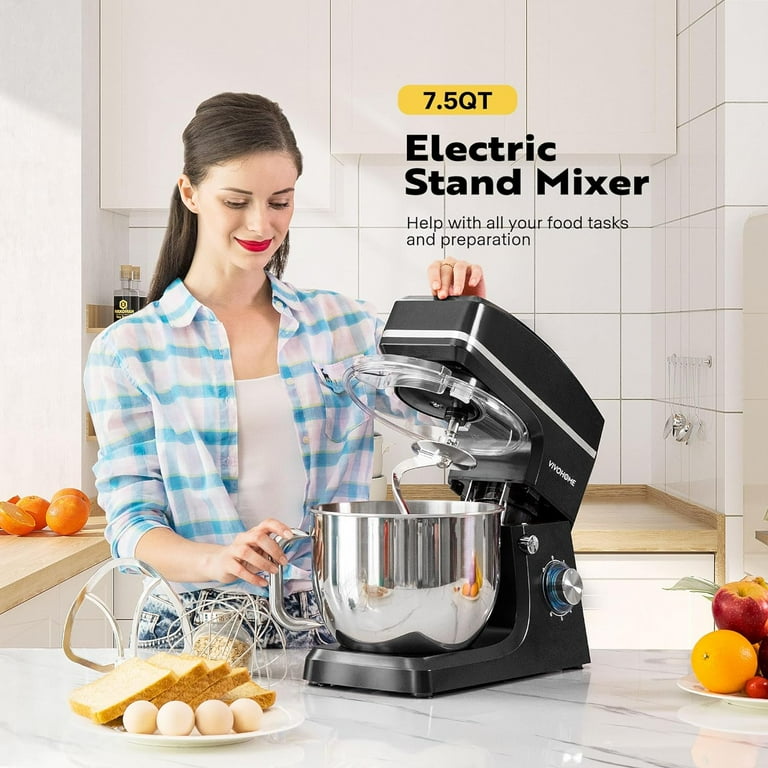 SPECSTAR 7.5 Quart Stand Mixer, 660W 6-Speed Tilt-Head Kitchen Electric Food Mixer with Beater, Dough Hook, Wire Whip, and Egg Separator, Black SPECSTAR 7.5 Quart Stand Mixer, 660W 6-Speed Tilt-Head Kitchen Electric Food Mixer with Beater, Dough Hook, Wire Whip, and Egg Separator, Black