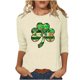 thumbnail image 3 of TaTaai Women St. Patrick's Print Crew Neck 3/4 Sleeve Black T-Shirt Loose Casual Top Ladies Spring Street Wear Lightweight Breathable Non-See-Through No Fading Soft Top Gift, 3 of 7