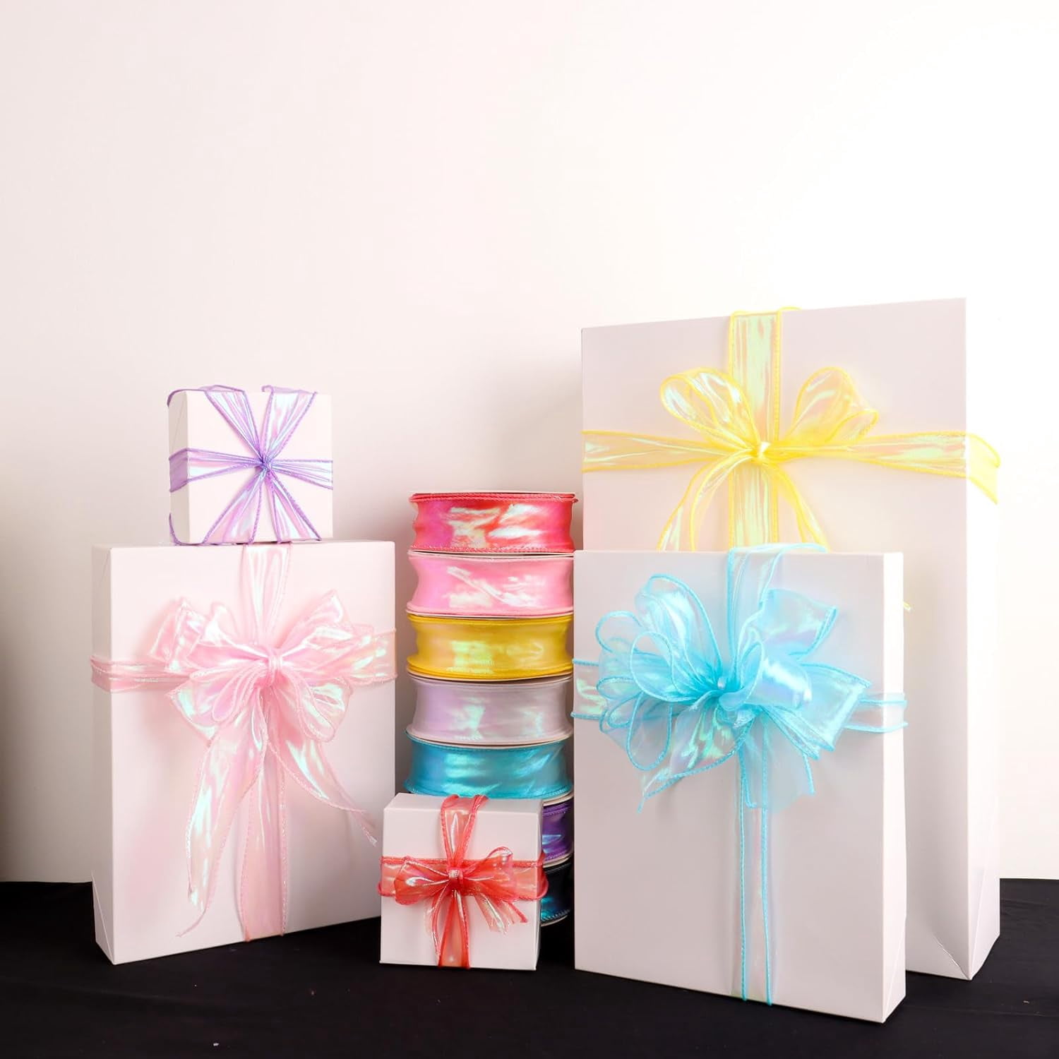 2 Rolls Laser Pink Organza Ribbon 1-1/2 Inch Wide 10 Yards for Gift wrap Bow DIY Craft Bouquet Wreath Baking Baby Shower Wedding Parties Valentine Christmas Tree Decoration