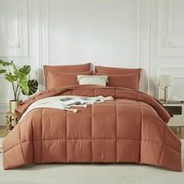 Davulos King Size Comforter Set 7 Pieces Bed in a Bag Orange King Bedding Sets with All Season Stitch Quilted Comforter, Flat Sheet, Fitted Sheet, Pillowcases