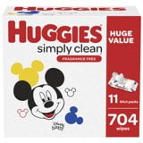 Huggies Simply Clean Unscented Baby Wipes, 11 Flip Lid Packs (704 Wipes Total)