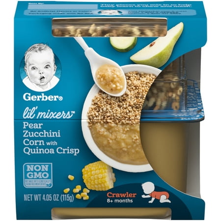 Gerber Lil' Mixers, Pear Zucchini Corn with Quinoa Crisp, 4.05 oz Container (Pack of