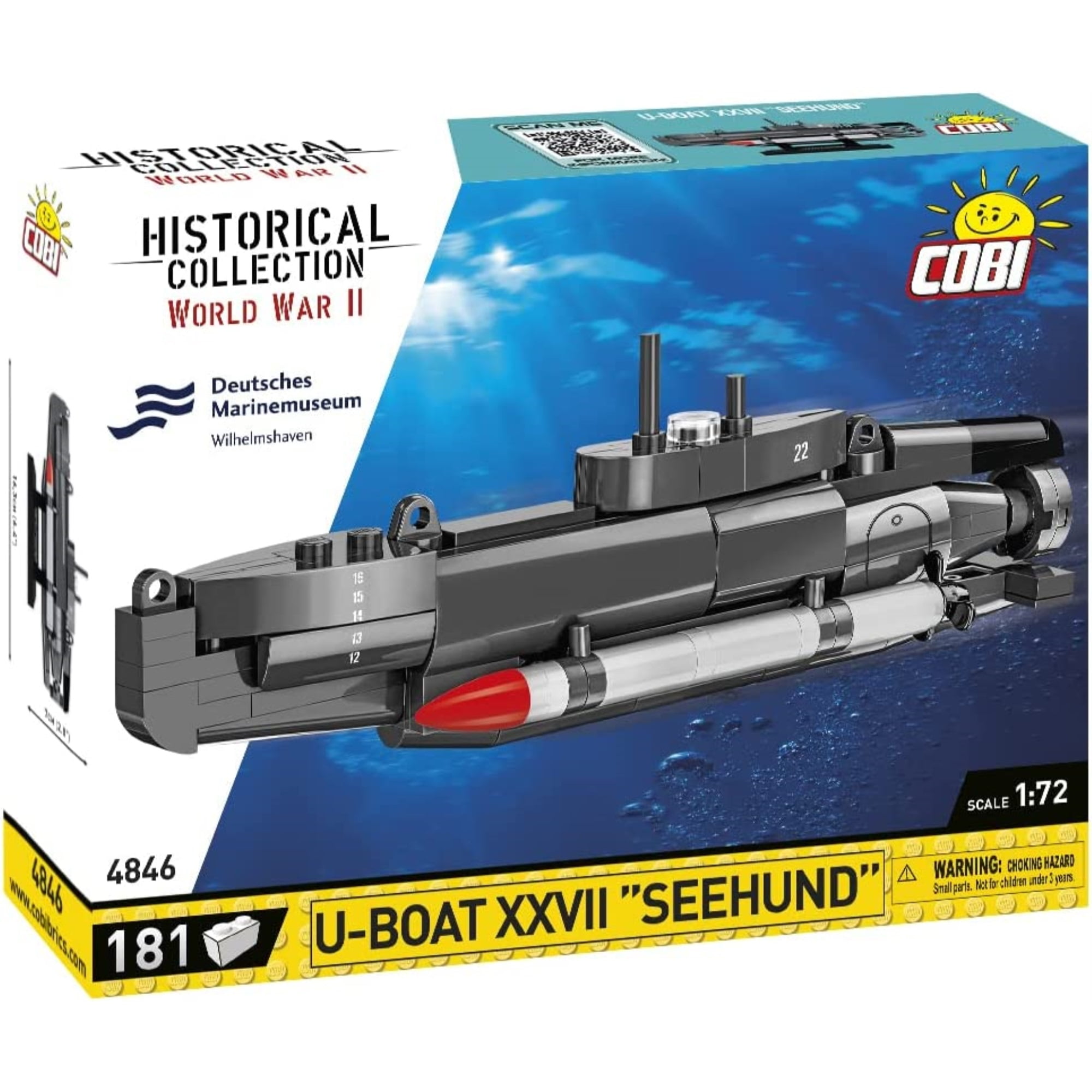COBI Historical Collection World War 2 U Boat XXVII Seehund Midget Submarine Building Set 4846 Walmart