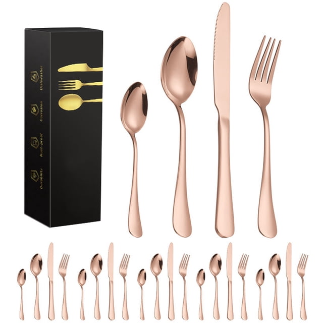 Coofit Metal Tableware Cutlery Set - 24PCS Rustless Silverware Set Serving Utensils