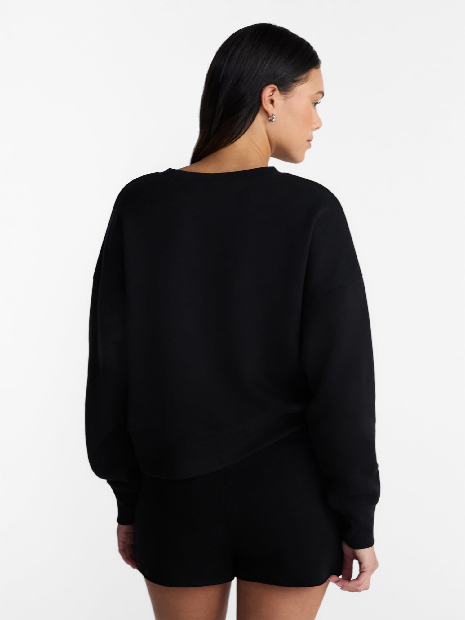 No Boundaries Boxy Fleece Sweatshirt, Midweight, Women's XXS-XXL