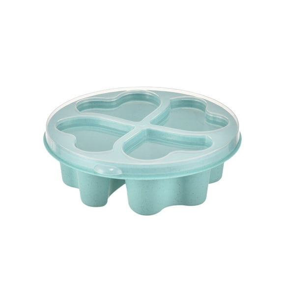 Caja de aperitivos con forma de corazón con tapa, recipiente de plástico para frutas con 4 compartimentos, fiambrera dividida para adultos, almacenamiento bento portátil para el hogar, la oficina y