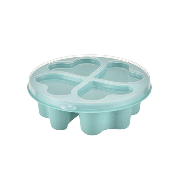 Yhmxh Utensilios de cocina Caja de dulces con forma de corazón para meriendas con pajita, cuatro compartimentos, tapa transparente y borde. Muebles para cocina Accesorios de cocina