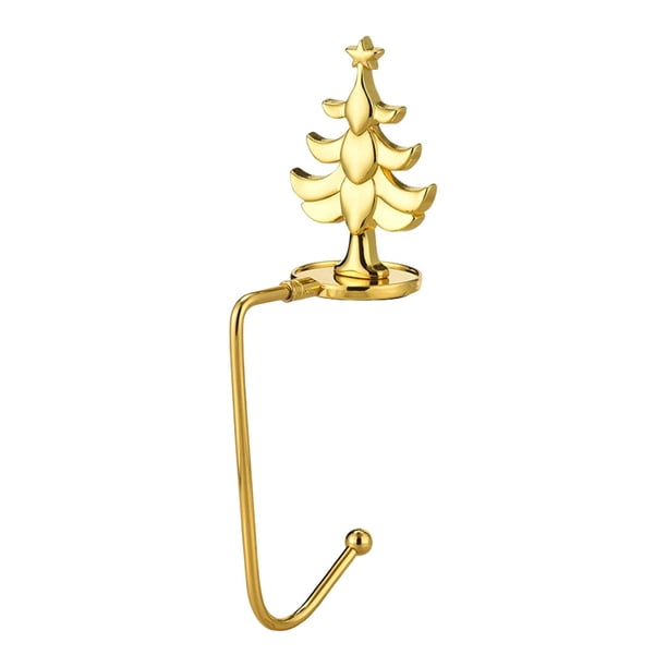 Soporte para medias navideñas, colgador de hierro, gancho creativo y duradero de metal para chimenea Árbol de oro