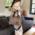 thumbnail image 4 of Bolso Mano A Rayas para Mujer Bolso Bandolera Diario Lona Con Correa Ajustable (azul), 4 of 9
