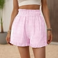 thumbnail image 1 of MKLEKYY Pantalones Cortos de Verano para Mujer, de Cintura Alta, A Rayas, con Ribete de Encaje, Informales, de Pierna Ancha, con Bolsillos, Elegantes y Ligeros., 1 of 4