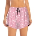 thumbnail image 3 of Uemuo Flamingos and Flowers Pattern Women's Athletic Shorts High Waisted Running Shorts with Liner Pockets Gym Elastic Workout Shorts-, 3 of 9