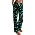 thumbnail image 4 of Garbnen Pajama Pants Halloween Pumpkins Print Women’s Lounge Pants Soft Cute Elastic Waist Fall Winter Wide Leg Sleep Pants for Women Blue XXL, 4 of 7