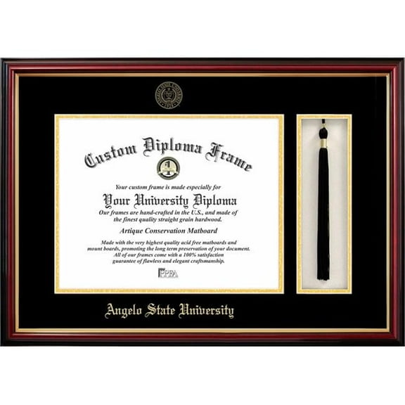 Campus Images TX999PMHGT-1411 11 x 14 in. Angelo State University Tassel Box & Diploma Mahogany Frame