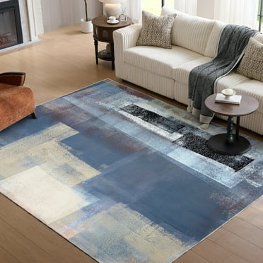 Cocosity 8' x 10' Modern Abstract Carpet Distressed Machine Washable Non-slip Soft Suitable for Living Room Bedroom Office