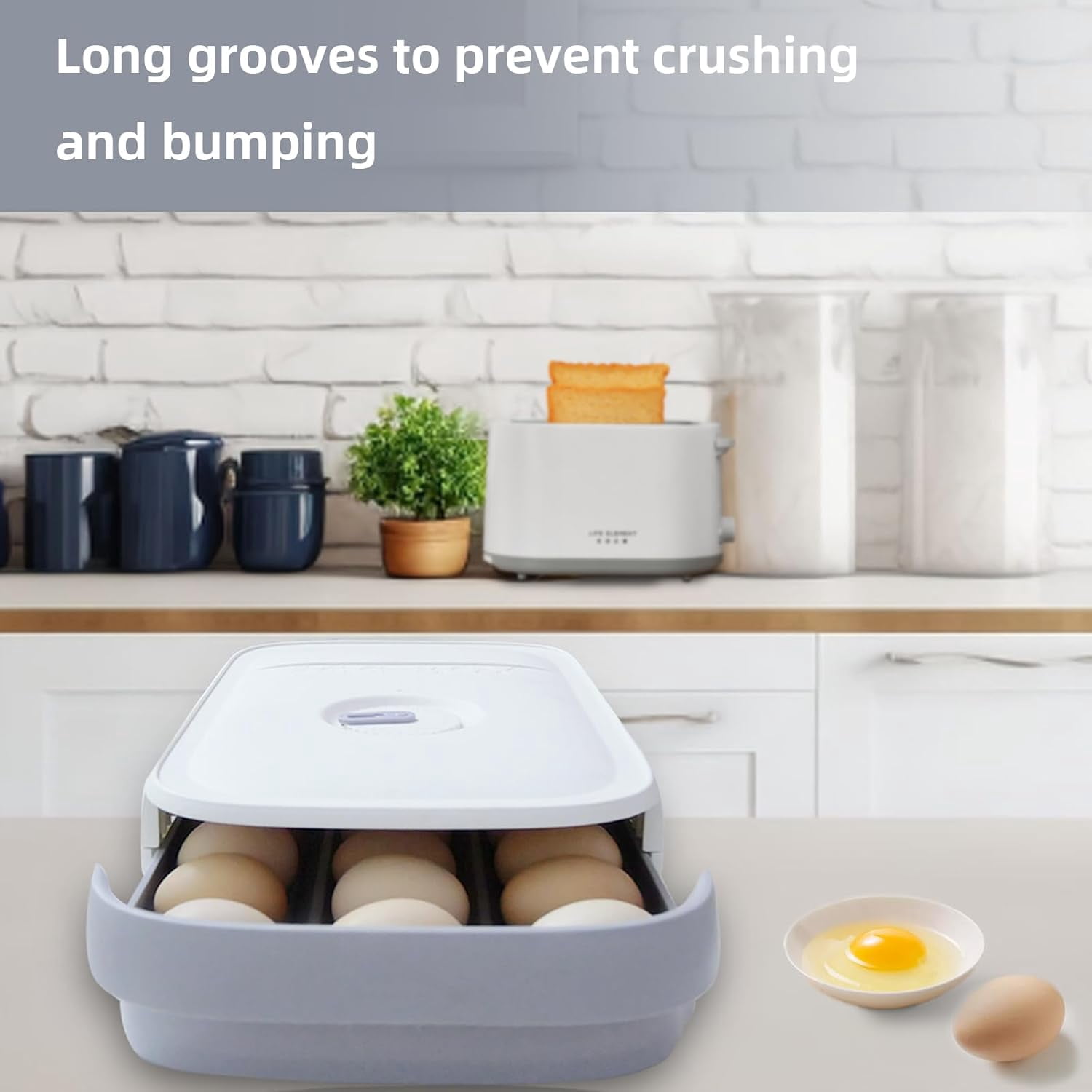Egg holder for Refrigerator, Egg container for Fridge with Lid, Stackable Refrigerator Organizer Bins, Plastic Egg Storage Organizers for 18 Eggs, Fresh Egg Tray Egg Storage Box for Fridge