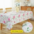 thumbnail image 4 of Honellaty Floral Tablecloth Rectangle, Spring Vinyl Table Cloth with Flannel Backing, Heavy Duty PVC Table Cover for Dining, Kitchen, Party, Mother's Day(60×120 Inch) Pink Rose, 4 of 7