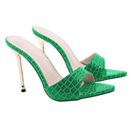 

EQWLJWE Heels for Women Sexy Stiletto High Heels for Women Square Pointed Open Toe Shoes Heels Women s Fashion Pointed Sexy Evening Dress Party Wedding Snake Print High Heel Sandals Slippers