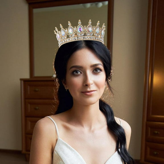 NIAIZEK Crown Headband Multi Rhinestone Crystal Zinc Alloy Bridal Accessories