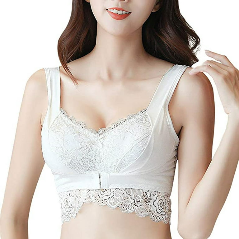 JGTDBPO Front Closure Bras For Women Plus Size Adjusted Comfortable Lace  Bras Front Snap Bras Post Surgery Vest Breathable Gathering Front Opening