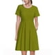 thumbnail image 1 of Fotbe Olive Vestido Largo de Moda para Mujer, Vestido Tipo Camiseta con Manga Corta y Estilo Casual a Rayas y Bloques de Color, 1 of 6