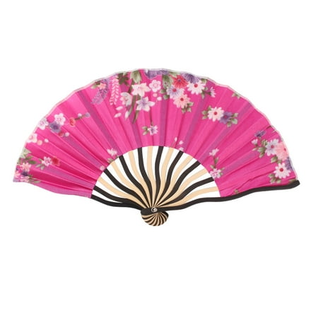 Summer Bamboo - Women Dancing Party Bamboo Frame Flower Pattern Summer Hand Folding Cooling Fan