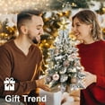 thumbnail image 5 of 2ft Mini Christmas Tree, Tabletop Xmas Tree with Light, Decoration, Flocked Snow, Top Star, Christmas Decor & Xmas Ornaments for Home & Office, Gold, 5 of 7