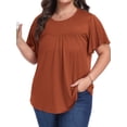 thumbnail image 3 of OutfitShow Plus Size Womens Tops Crew Neck Casual Tunic Short Sleeve Shirts Floral Blouses Loose Summer Tops, 3 of 7