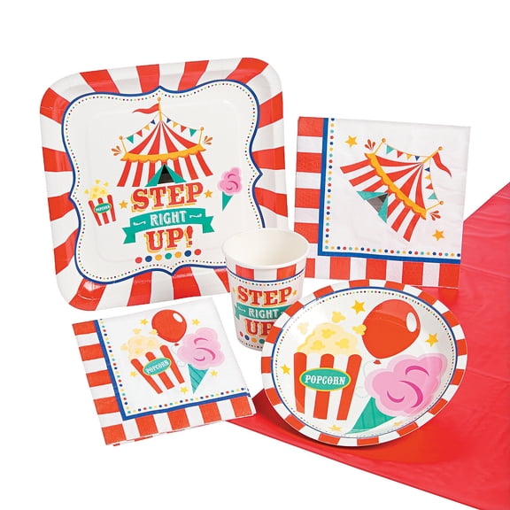 Carnival Tableware Kit for 8 Guests, Party Supplies, Birthday, 57 Pieces