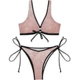 thumbnail image 2 of Dreamtimes Rose Gold Bikinis Swimsuit Set for Women Swimwear Triangle Bathing Suit Tie String Thong, Large, 2 of 7