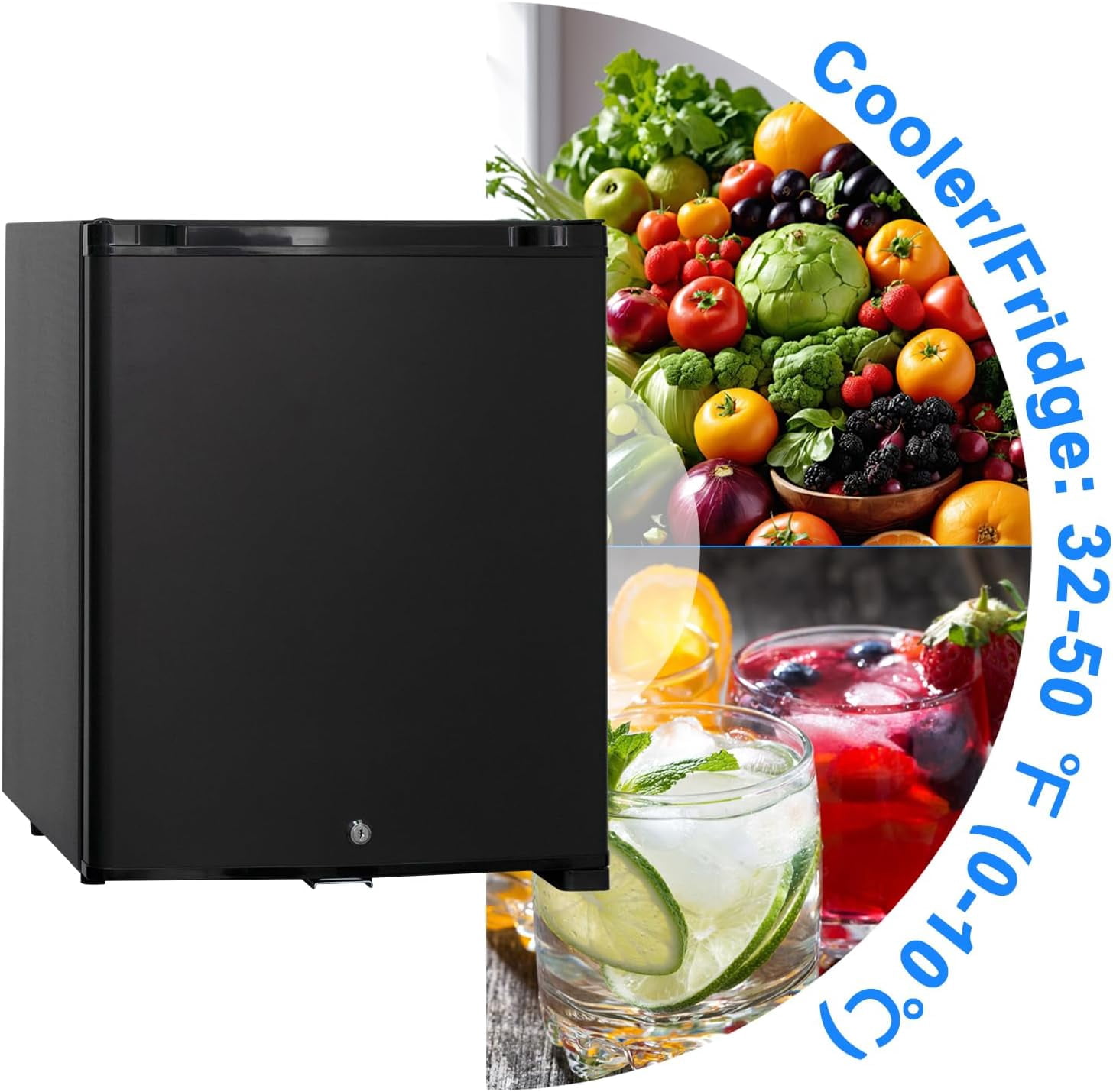Smad 1.0 Cu ft Refrigerator 12V /110V Portable for Bedroom, Office, Dorm with Lock Reversible Door