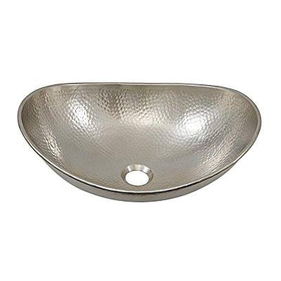 sinkology sb305-19n hobbes 19 inch above counter vessel sink handcrafted in hammered nickel