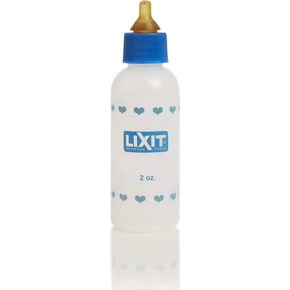 Lixit Nursing Bottle for Kittens, Small Puppies & Small Animals, 2 oz – Hand-Feeding Bottle with Customizable Nipple
