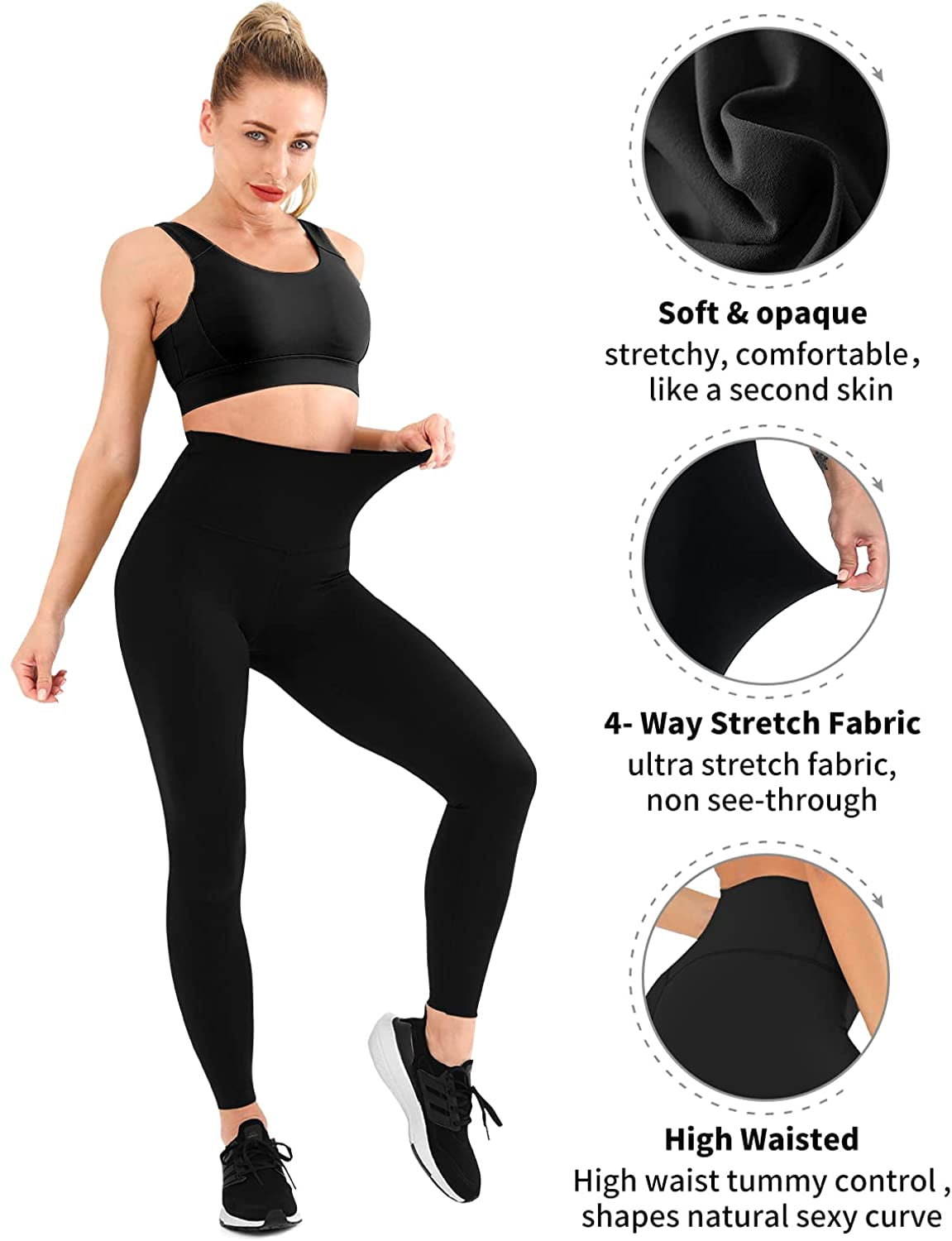3 Pack Women Leggings-No See-Through 