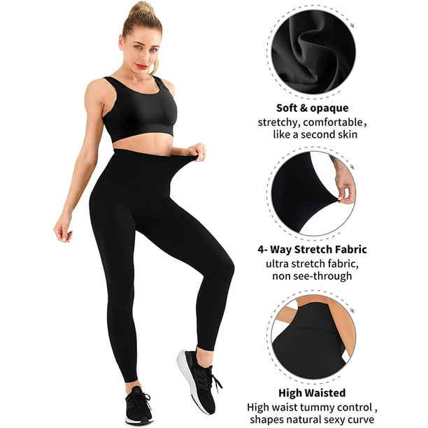 3 Pack Women Leggings-No See-Through High Waisted Tummy Control Yoga Pants  Workout Running Legging 