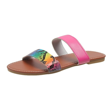 

Dpityserensio Women s Flat Shoes Ladies Beach Sandals Summer Non-Slip Causal Slippers Hot Pink 7(39)