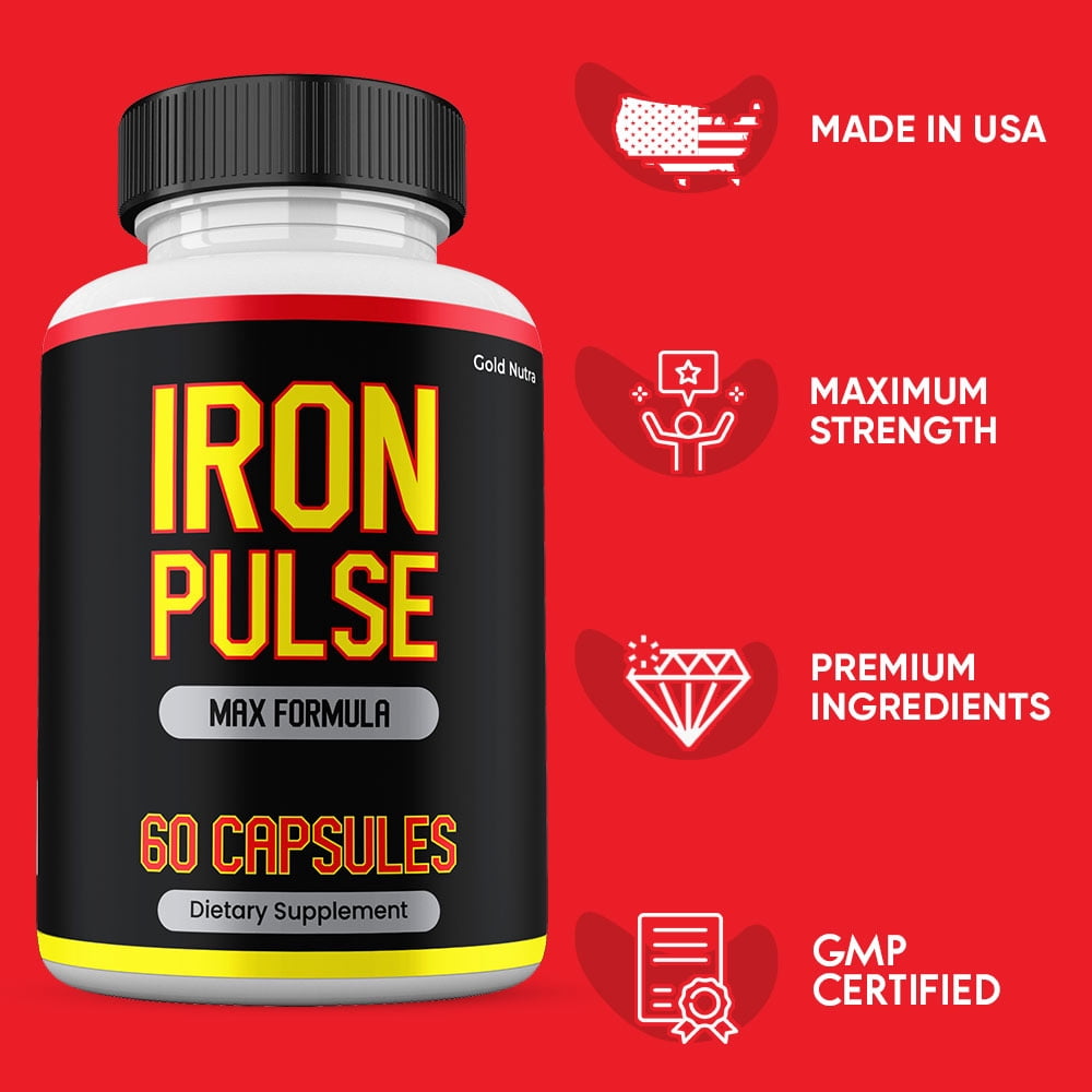 Iron Pulse Supplemement, High Potency Pills, All Natural Formula for Men IronPulse Capsules, 2 Months Supply (2 Pack)