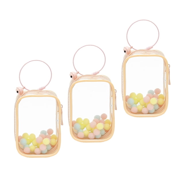 Bolsa pequeña de PVC para muñecas, vitrina de minifiguras, portátil, organizador colgante, bolsa de exhibición de figuras transparente para muñecas Cuadrado rosa
