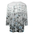 thumbnail image 4 of Gray Women's Short Sleeve T-shirt, 3/4 Length Sleeve Womens Tops Summer 2024 T Shirts Floral Print Crew Neck Casual Basic Tee Fit Tunic Tops Blouse,Women's Short sleeve T-shirt 3XL, 4 of 5