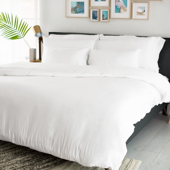 Cariloha Luxurious Sateen Duvet Cover | King | Solid White | Viscose Material | Soft, Comfortable & Wicks Moisture