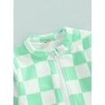 thumbnail image 5 of Blotona Toddler Baby Girls Checkerboard Swimwear Beachwear Ruffles Long Sleeve One Piece Zipper Rash Guard Swimsuit Bathing Suit, 5 of 8