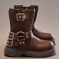 thumbnail image 5 of FUZHIQ Girls Dress Boots Ankle Boots for Girls Short Boots Girls Toddler Ankle Boots Low Heel Side Zipper Dress Booties,Brown,6.5-7 Years, 5 of 8