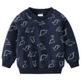 thumbnail image 2 of Tfken Tee For Boys Toddler Crew Neck Long Sleeve Dinosaur Print T-Shirts Fall Soft Tops Navy Size 7-8 Years, 2 of 9