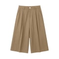 thumbnail image 6 of Cagogo Women's High Waisted Wide Leg Capri Pants with Pockets Casual Solid Loose Cropped Palazzo Trousers Summer Beach Work Lounge, Khaki XL, 6 of 7