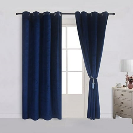 Cherry Home Set Of 2 Velvet Flannel Blackout Curtains Panel Drapes