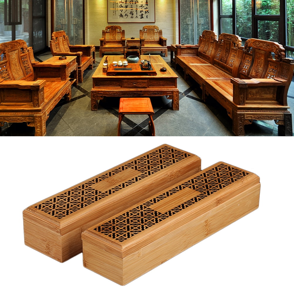 DoubleLayer Wooden Incense Box Incense Coffin Burner Incense Holder