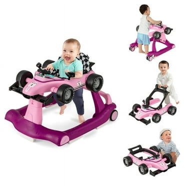 Resenkos 4-in-1 Foldable Activity Push Walker with Adjustable Height-Purple, Walkers for Babies for Boys Girls Babies