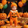 thumbnail image 5 of KPOPLK Newborn Baby Girl Fall Winter Outfit Set Plaid Romper Long Sleeve Clothes Jumpsuit with Bow Headband(6-12 Months,Orange), 5 of 8