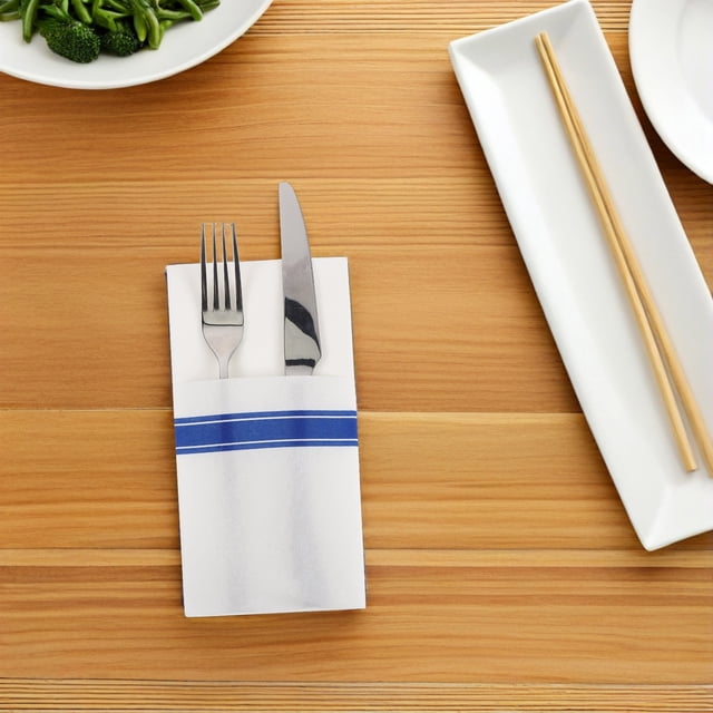 RUNROTOO 50Ud Servilletas Con Bolsillo Para Cubiertos De Para Eventos Y Uso En Azul